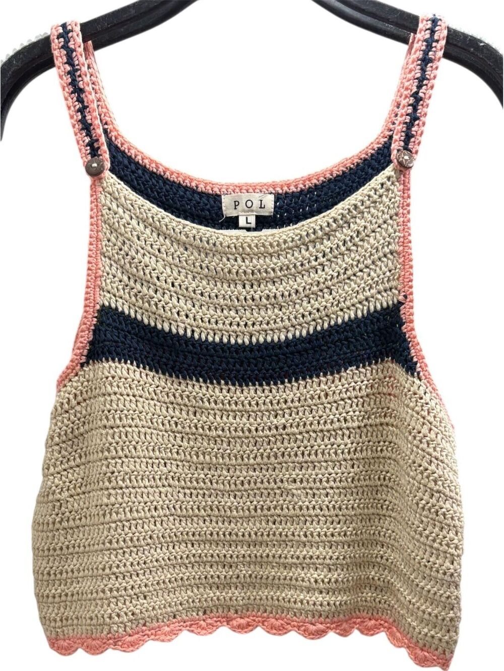 #31 POL New With Tags pink trim crotchet tank